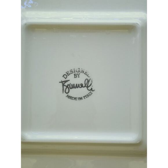 PLATE-BRUNELLI-Bread-Cheese-Square-Made in Italy-Grapes in Basket - Picture 5 of 8